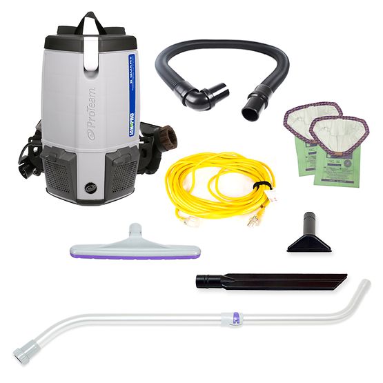 Proteam Jan-Pro Super Coach Pro 6, Backpack Vacuum, 6QT, 11.6lbs, Electric, With Tools, HEPA, 3 Year Warranty, 107355