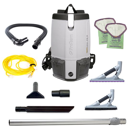 Proteam ProVac FS 6, Backpack Vacuum, 6QT, 11.8lbs, Electric, With Tools, HEPA, 3 Year Warranty, 107613