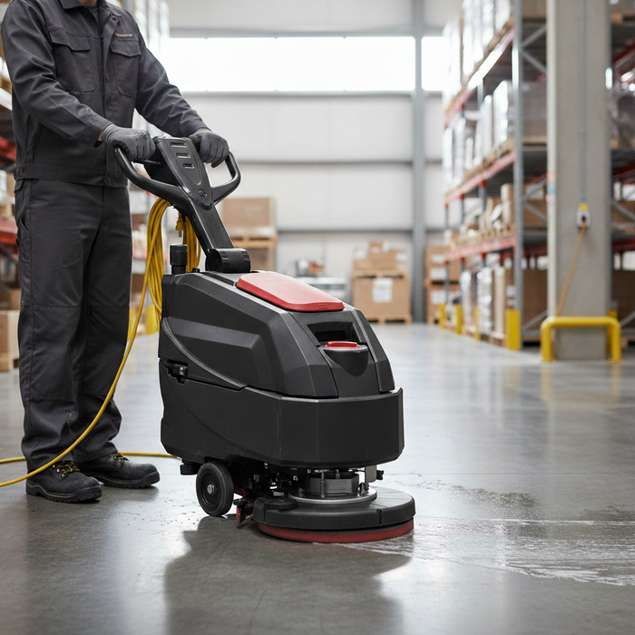 Walk Behind Floor Scrubber, 17", 9 Gallon, Electric, Pad Assist, Disk, 3 Year Warranty