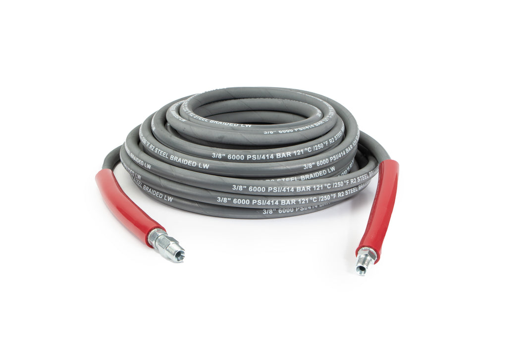 Lightweight 2-Wire Pressure Washer Hose - Gray - 3/8" ID, 6000 PSI