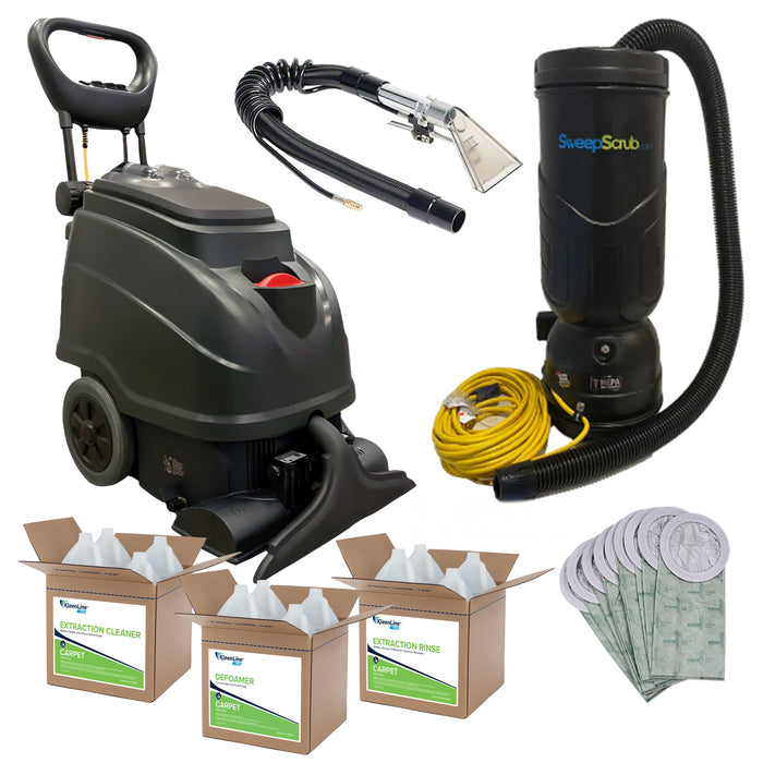 Carpet Care & Dry Bundle: Extractor, HEPA Backpack Vacuum, Upholstery Tool & Bags