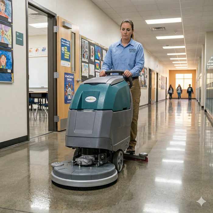 Walk Behind Floor Scrubber, 20", 12.5 Gallon, Battery, Pad Assist, Disk, 2/2/1 Warranty, Lifetime Warranty On Vacuum Motor
