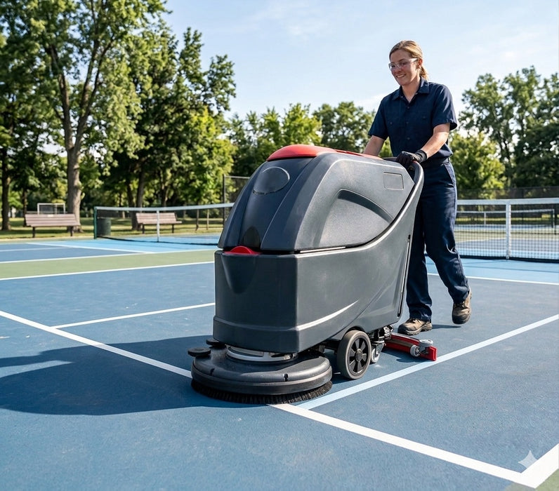 Walk Behind Floor Scrubber, 20", 16 Gallon, Battery, Pad Assist, Disk, 3/3/1/1 Warranty