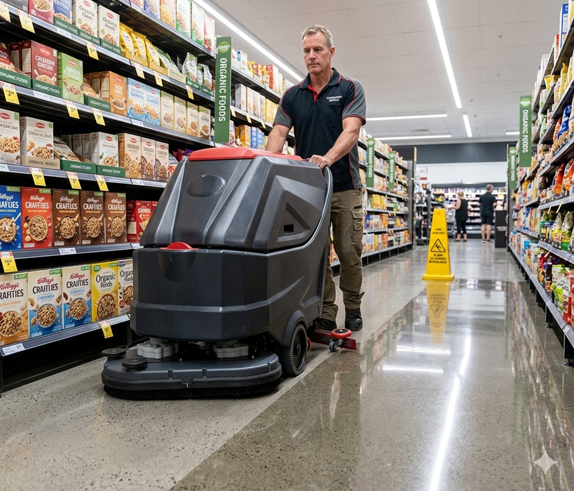 Walk Behind Floor Scrubber, 26", 22 Gallon, Battery, Self Propel, Disk, 3/3/1/1 Warranty
