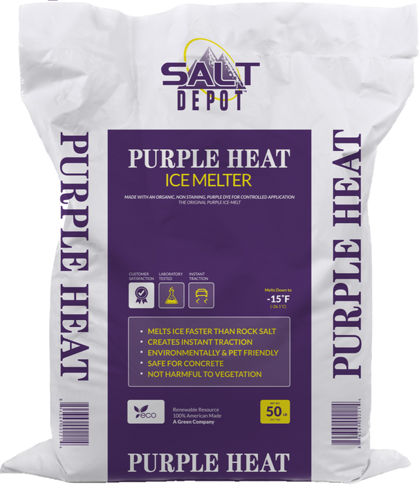 Ice Melt, Ultraviolet Purple Heat, Melts Ice Down To -15, 120 Per Pallet @ 20lbs or 49 Per Pallet @ 50lbs, Per Pallet Orders Only
