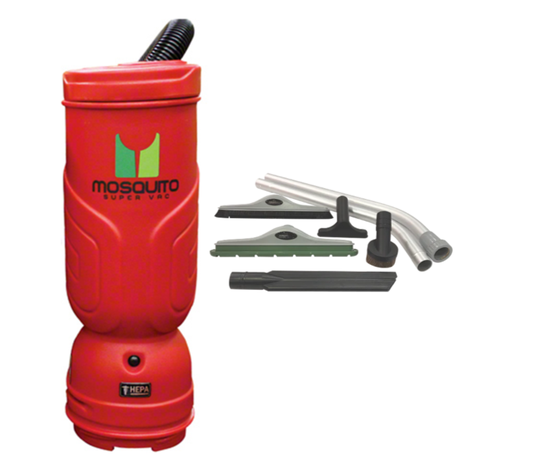Mosquito Super-HEPA, Backpack Vacuum, 6QT  or 10QT, Green or Red, With or Without Tool Kit, 7 Year Warranty