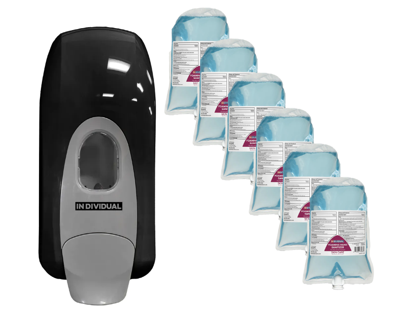 Hand Sanitizer, Alcohol Foaming, Case of 6 X 1000 ML, Includes Black Dispenser