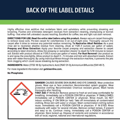 Extraction Rinse Label KleenLine™ Pro Extraction Rinse – 1 Gallon (Case of 4) — SweepScrub.com