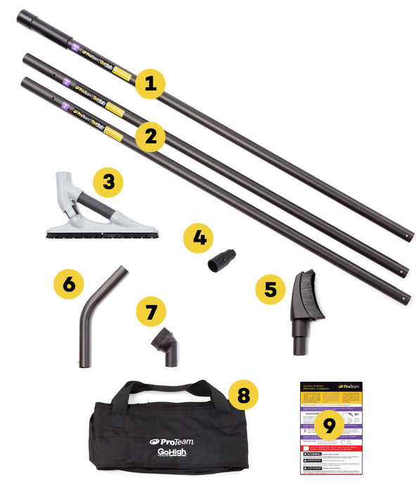 What's included in ProTeam GoHigh Standard 107851, numbered 1 through 9