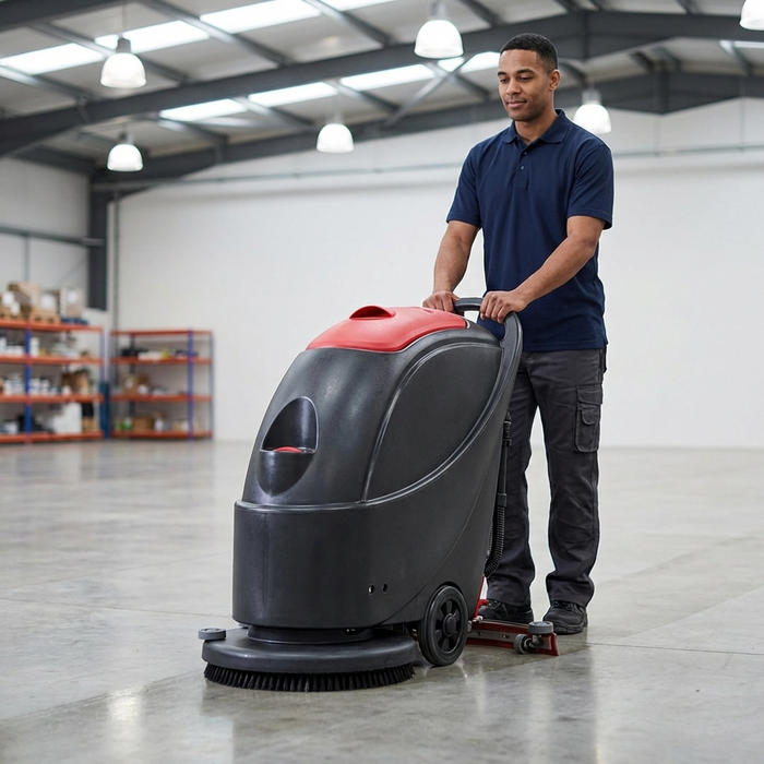 Walk Behind Floor Scrubber, 17", 13 Gallon, Electric, Pad Assist, Disk, 3/3/1 Warranty