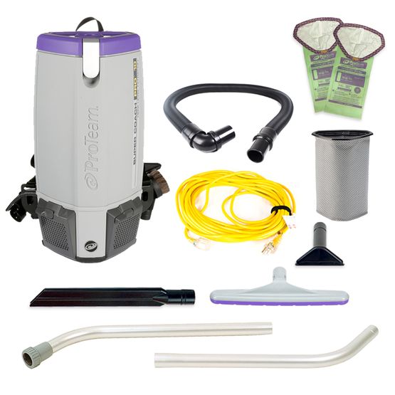 Proteam Supercoach Pro 10QT, Backpack Vacuum, 12lbs, Electric, With Tools, HEPA, 3 Year Warranty