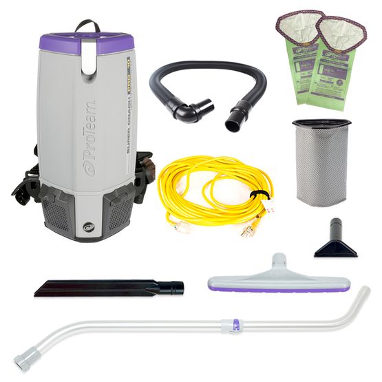 Proteam Supercoach Pro 10QT, Backpack Vacuum, 12lbs, Electric, With Tools, HEPA, 3 Year Warranty