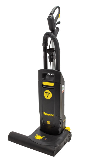 Tornado CVD 38 and CVD 48 Deluxe, Upright Vacuum, 15" or 19", 6QT, Bagged, Dual Motor, 40' Quick Change Cord, With Tools, HEPA, Operating Weight of 21lbs