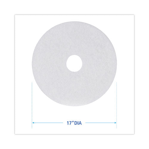 Polishing Floor Pads, 17" Diameter, White, 5/carton